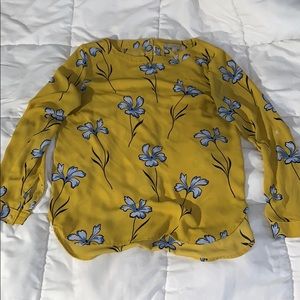 LOFT Floral Blouse with button up sleeves